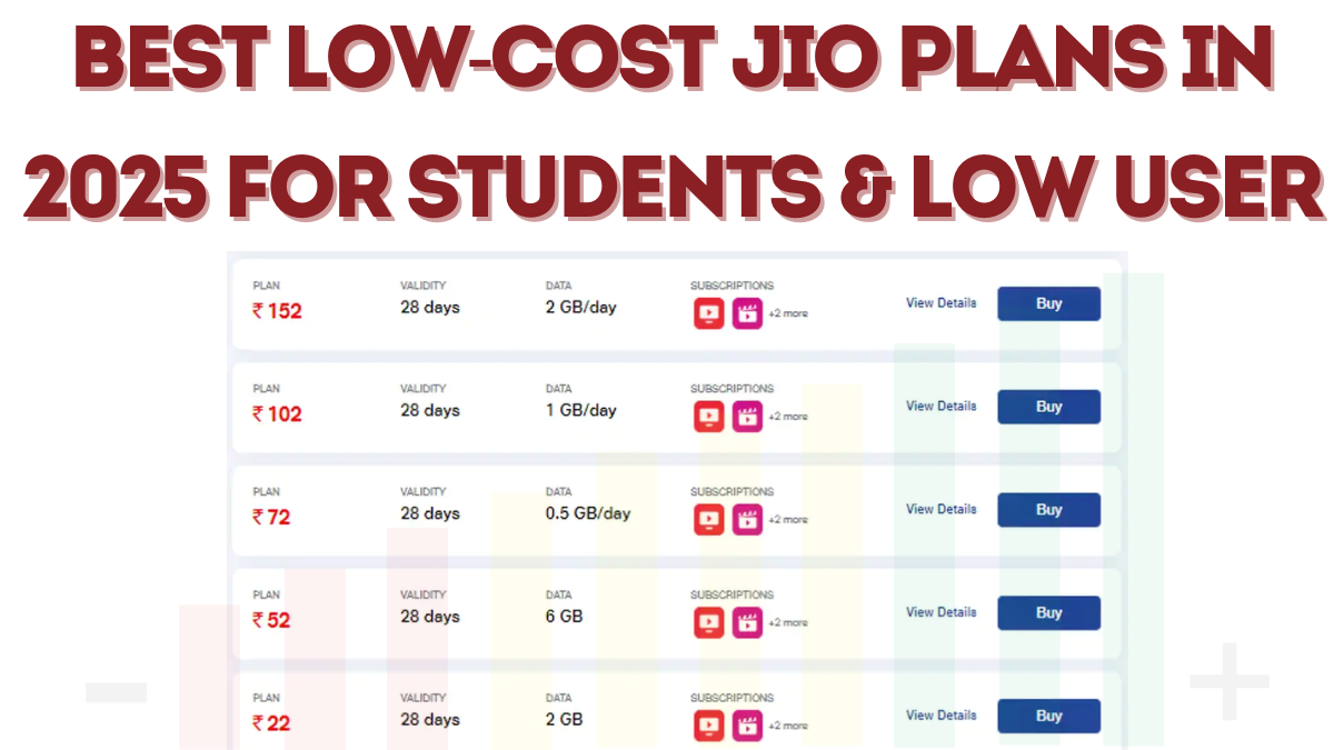 Best Low-Cost Jio Plans in 2025 for Students & Low Users